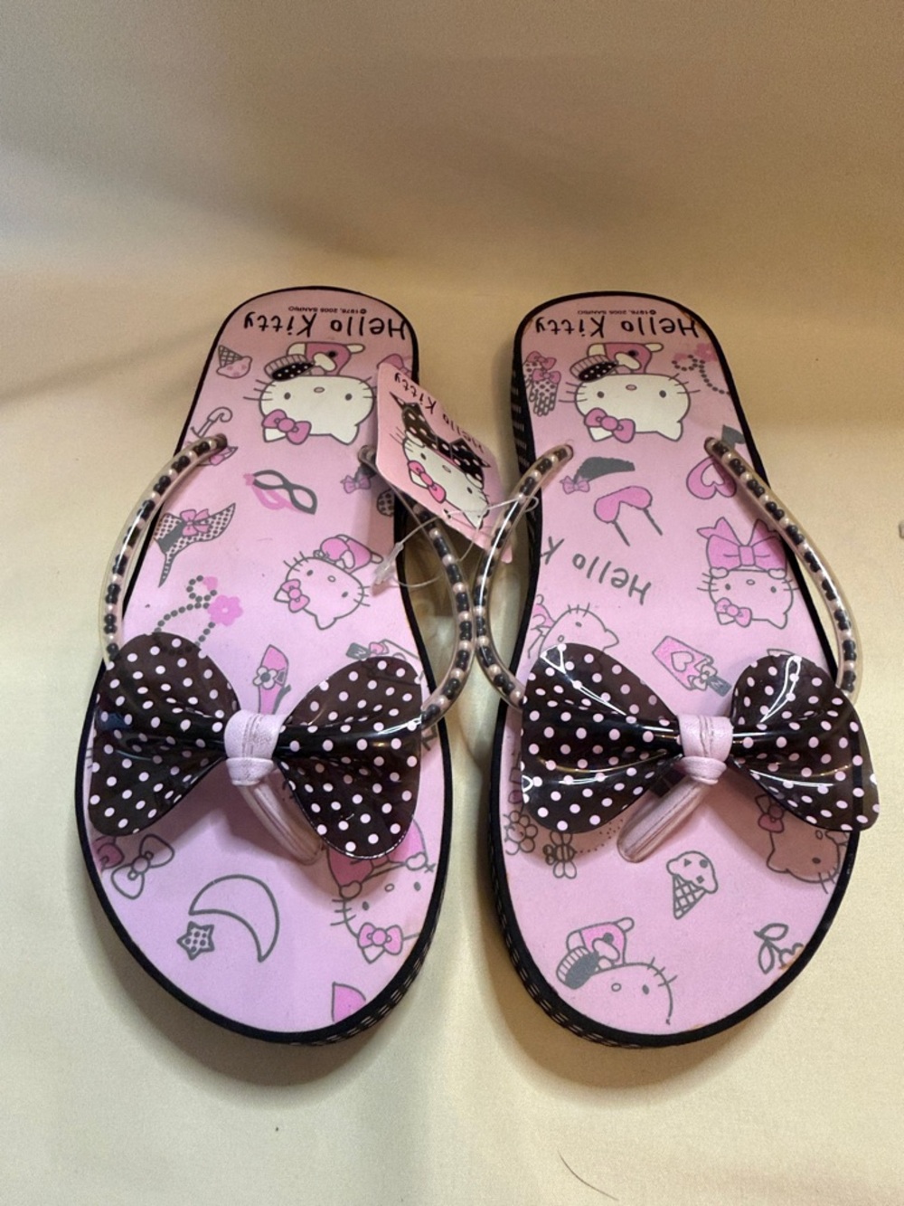 Hello Kitty Pink Bow Polka Dot Kids Flip Flops